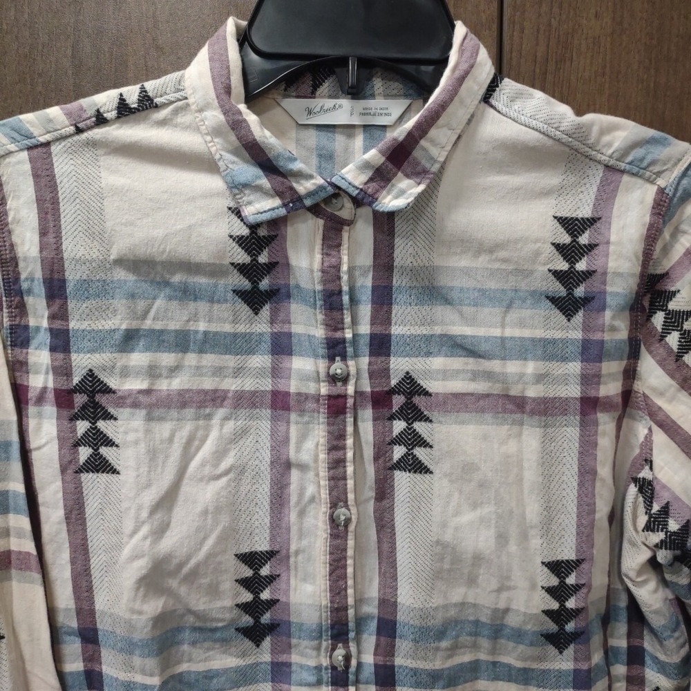 Woolrich Womens Shirt Small Plaid Long Sleeve Button‎ Up Lightweight